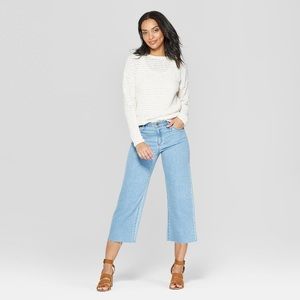 🔥 High Waist Wide Leg Cropped Jeans